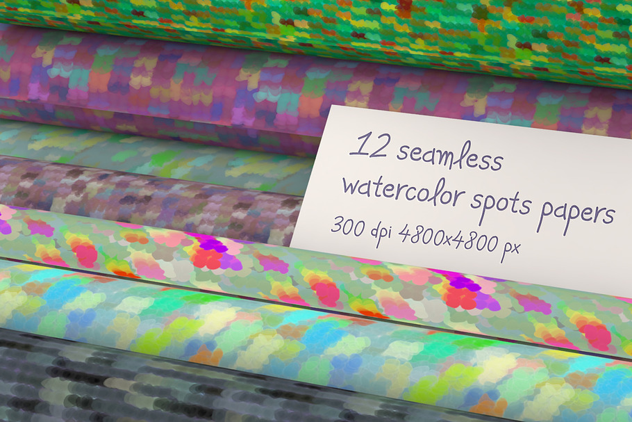 12 abstract watercolor spots papers in Patterns - product preview 8