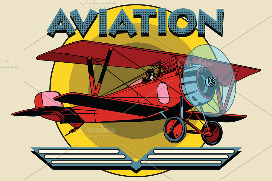 two-winged plane aviation poster in Illustrations - product preview 8