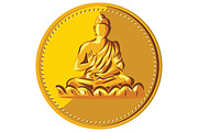Buddha Gold Coin Medallion Retro