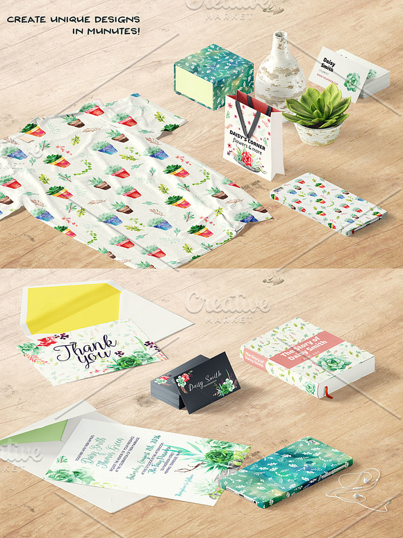 Succulents- patterns & illustrations in Illustrations - product preview 2