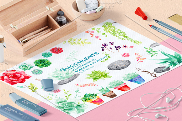 Succulents- patterns & illustrations in Illustrations - product preview 5