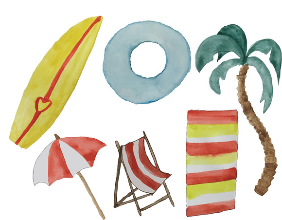 Hello Summer - watercolor  in Illustrations - product preview 3