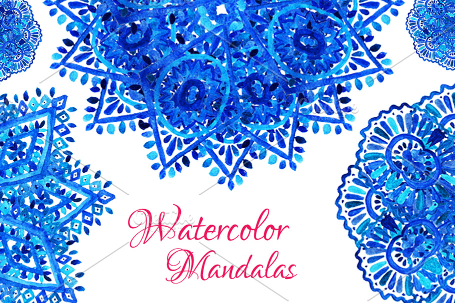 Blue Watercolor Mandalas
