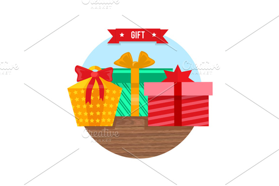 Gift Box Icon Flat Design Sign