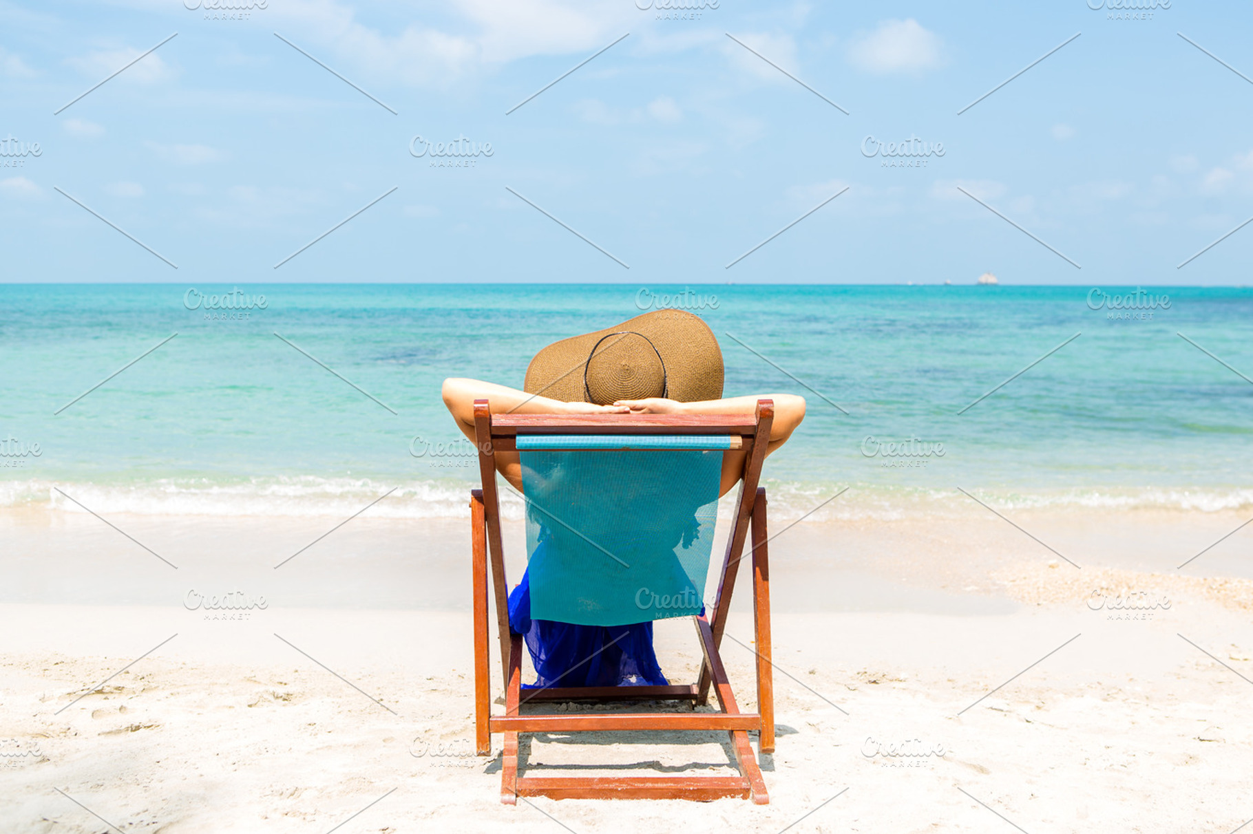 Cute Lady In Beach Chair High Quality People Images Creative