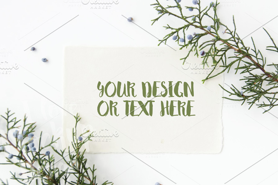White Card with Juniper Branches #2 in Print Mockups - product preview 8