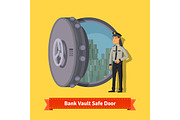 Bank vault room safe door