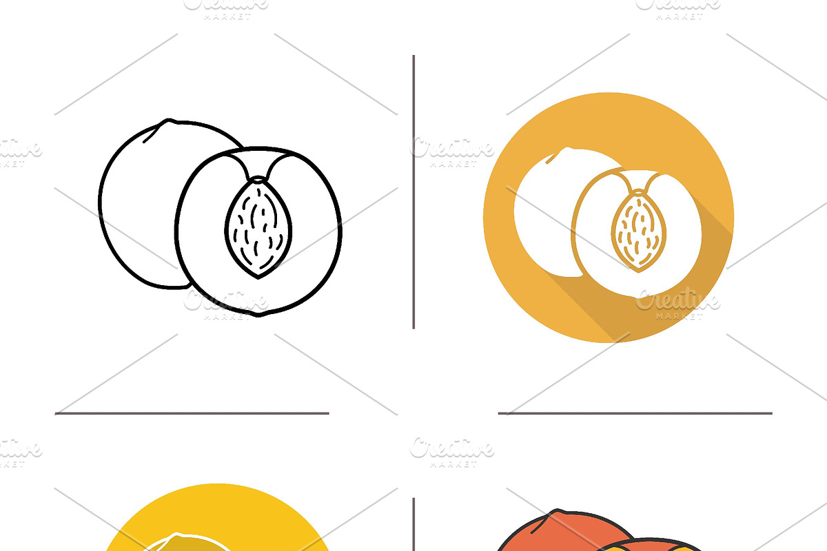 Peach icons. Vector in Graphics - product preview 8
