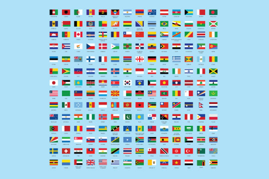 Flat World Flag (round & rectangle)