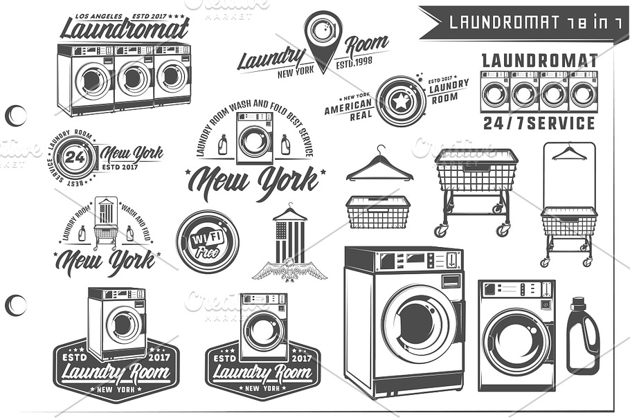 18 in 1 Set of Laundromat in Objects - product preview 8
