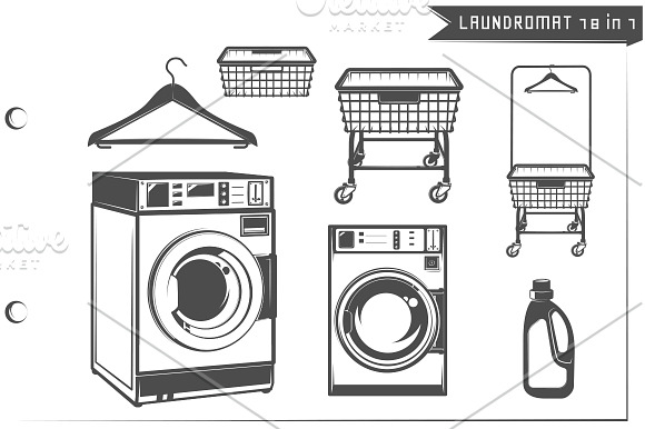 18 in 1 Set of Laundromat in Objects - product preview 1