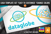 Digital Tech Globe Pixel Data Logo