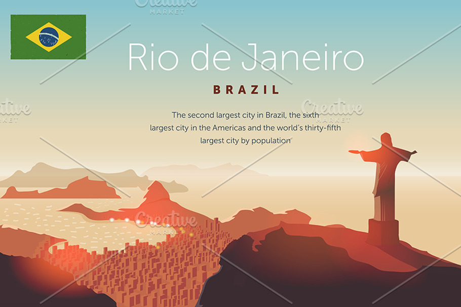 Rio de Janeiro skyline. Jesus Christ in Illustrations - product preview 8