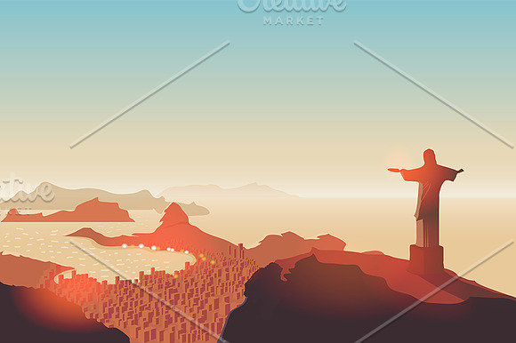 Rio de Janeiro skyline. Jesus Christ in Illustrations - product preview 1