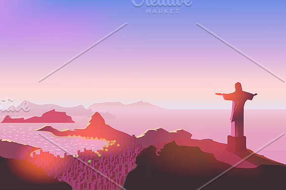Rio de Janeiro skyline. Jesus Christ in Illustrations - product preview 2