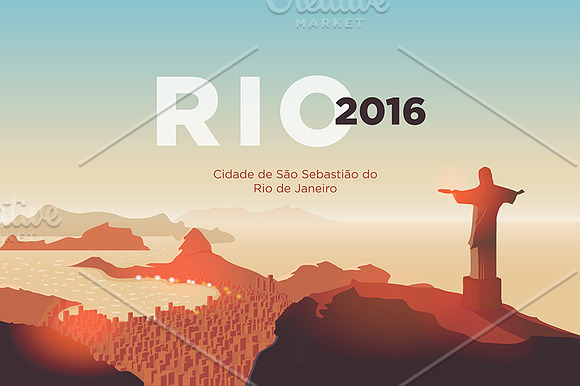 Rio de Janeiro skyline. Jesus Christ in Illustrations - product preview 4