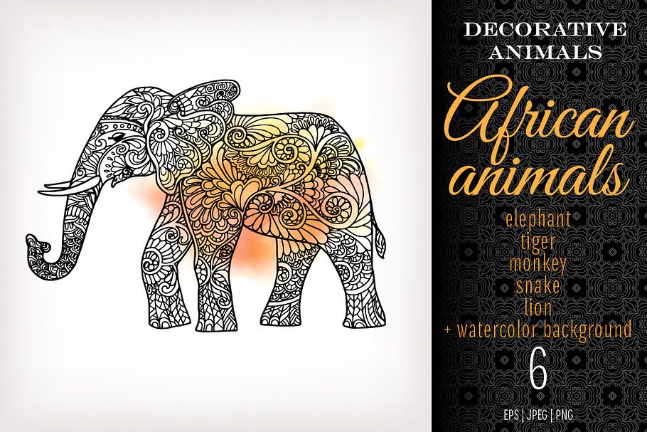 5 Decorative African Animals in Illustrations - product preview 8