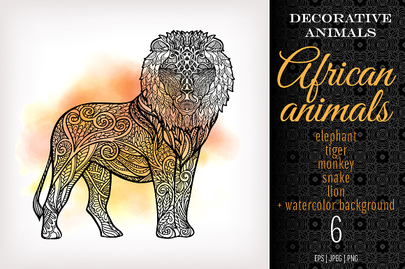 5 Decorative African Animals in Illustrations - product preview 2