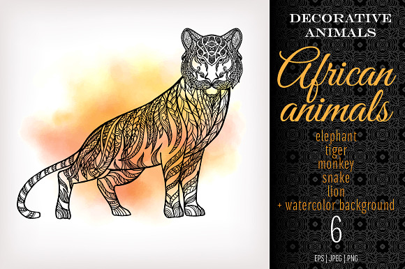 5 Decorative African Animals in Illustrations - product preview 3