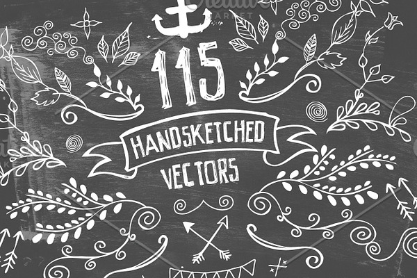 115 Handsketched Vector Elements Kit