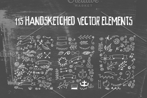 115 Handsketched Vector Elements Kit in Illustrations - product preview 2