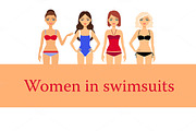 Set of Women in Different Swimsuits