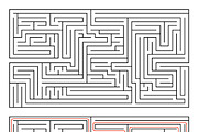 Rectangular maze with red path
