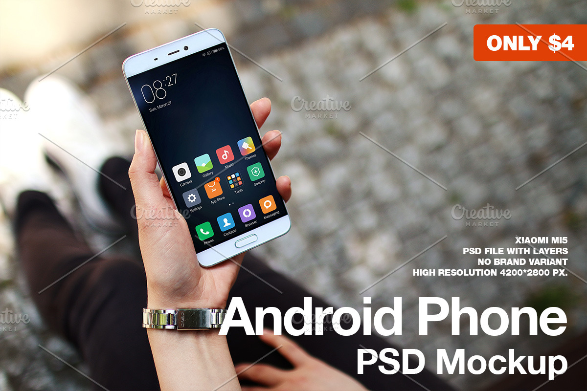 Android Phone Xiaomi Mi5 PSD Mockup in Mobile & Web Mockups - product preview 8