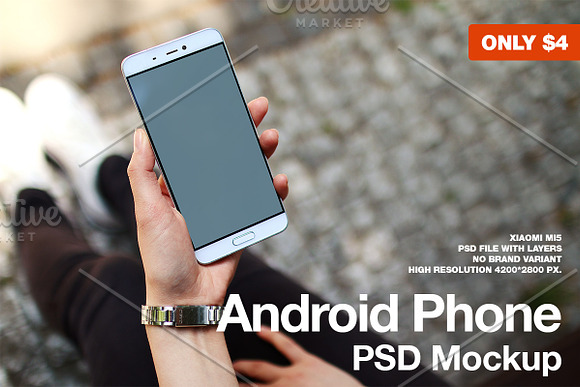 Android Phone Xiaomi Mi5 PSD Mockup in Mobile & Web Mockups - product preview 2