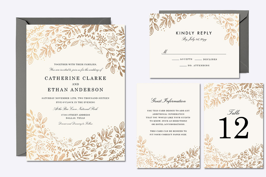 Harvest Flowers Wedding Suite in Wedding Templates - product preview 8