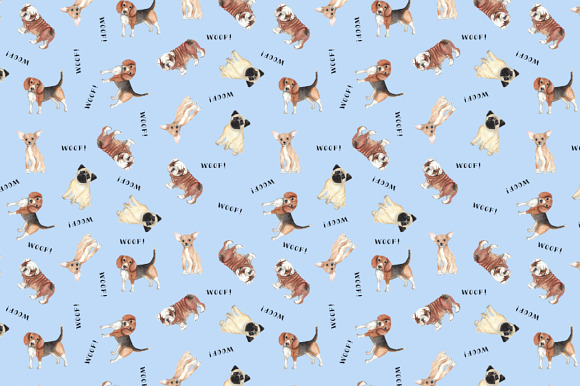 Watercolor Seamless Patterns - Dogs in Patterns - product preview 1