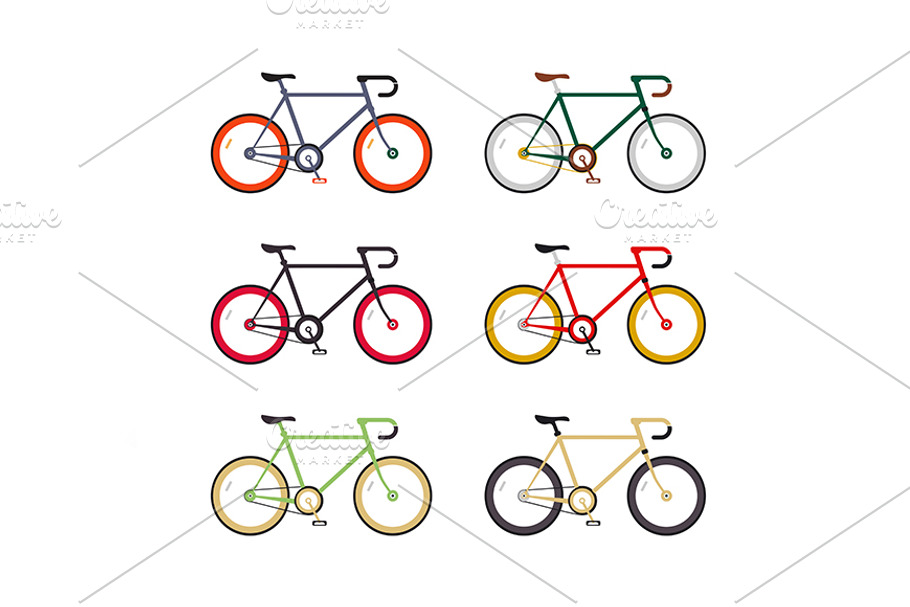 Hipster single speed bikes set in Graphics - product preview 8