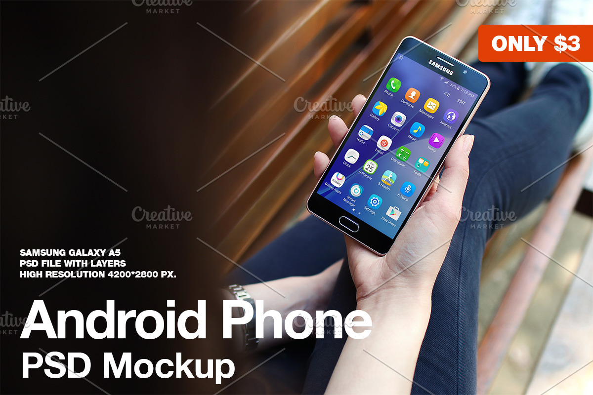 Galaxy A5 PSD Mockup in Mobile & Web Mockups - product preview 8