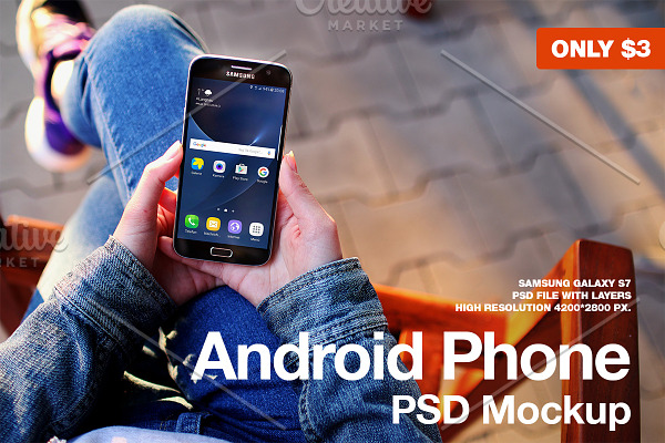 Android Phone Galaxy S7 PSD Mockup