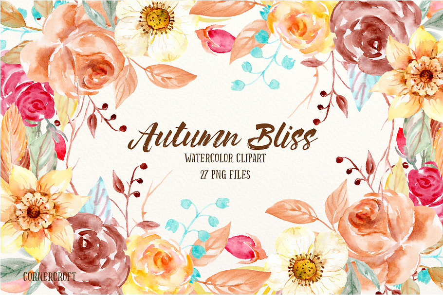 Watercolor Clipart Autumn Bliss