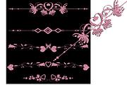 Pink shiny set of clipart borders.