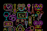 Neon Colors Entertainment Icons
