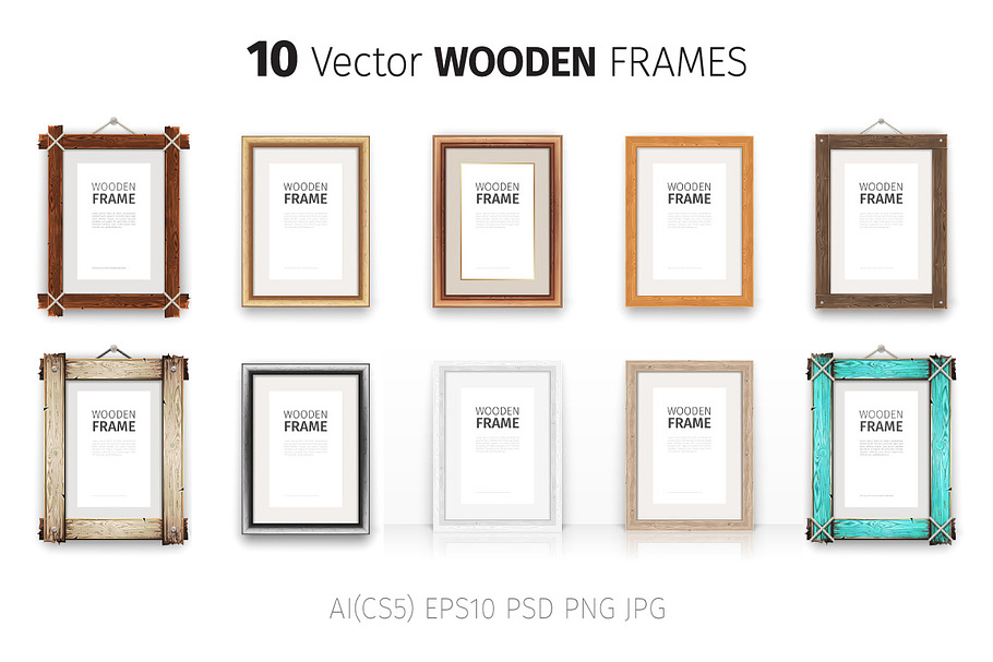 Wooden Rectangle Frames Set in Product Mockups - product preview 8