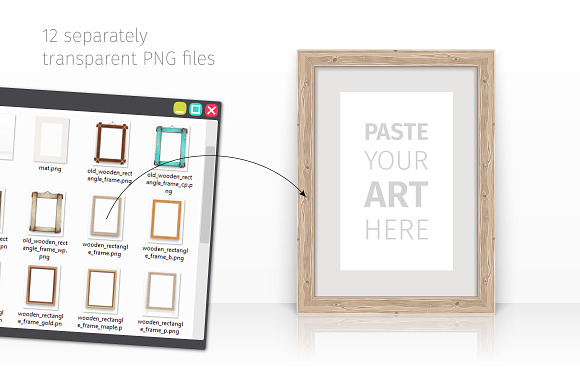 Wooden Rectangle Frames Set in Product Mockups - product preview 1