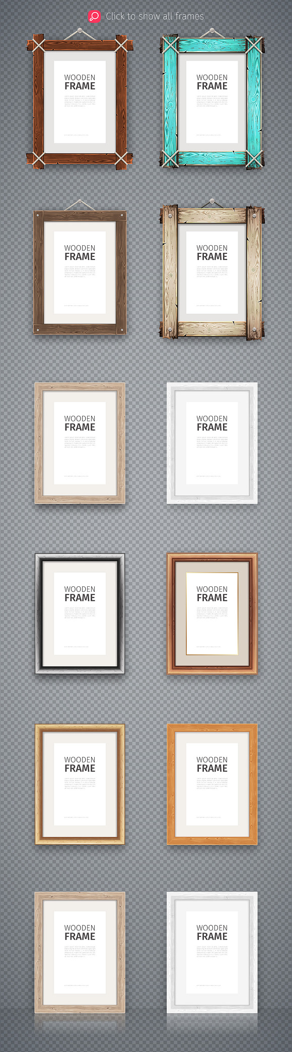 Wooden Rectangle Frames Set in Product Mockups - product preview 2