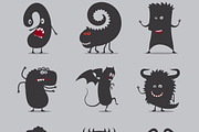 Cute black monsters icons 