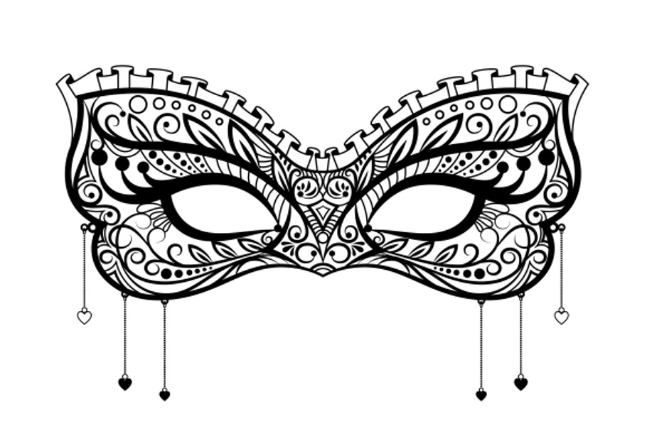Elegant carnival black lace mask in Graphics - product preview 8