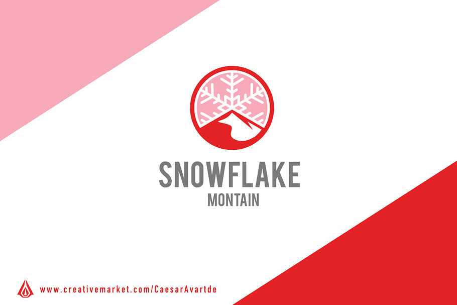 Snowflake Mountain Logo Template