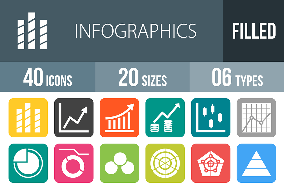 40 Infographics Filled Icons