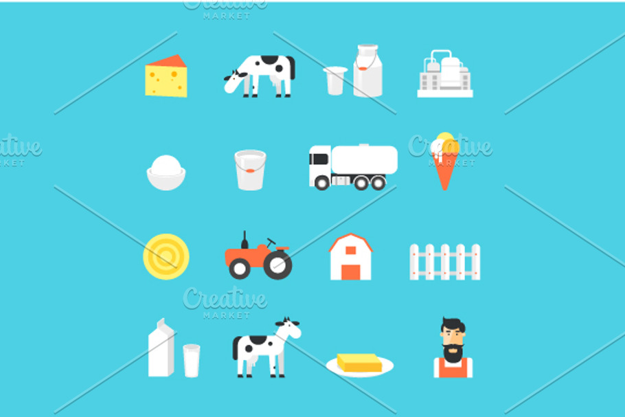 Milk, milk production, cow. in Illustrations - product preview 8