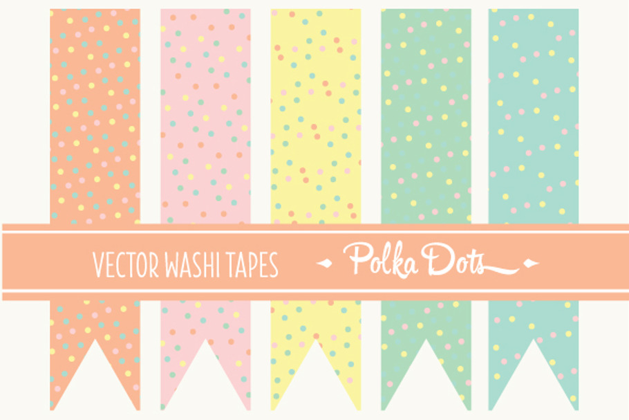15 Vector Washi Tapes Polka Dots