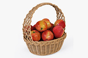 Wicker Basket 04 Natural with Apples