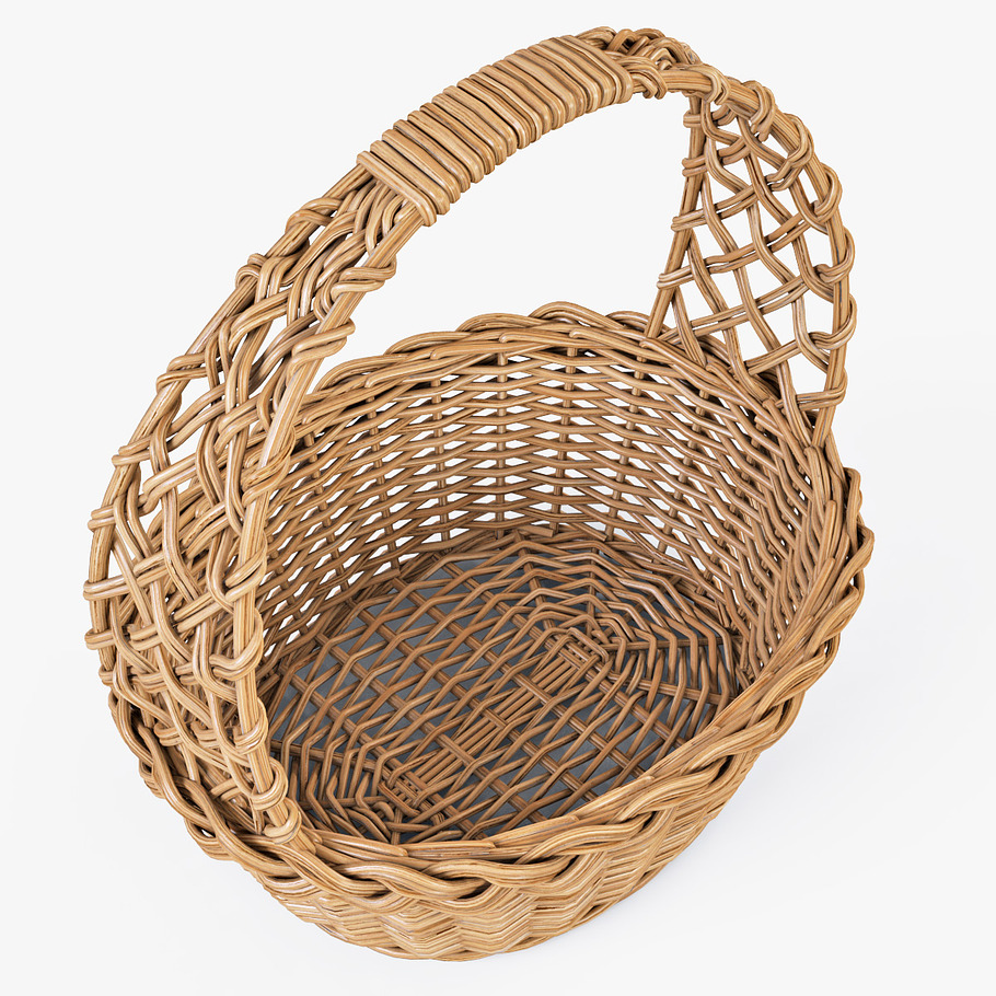 Wicker Basket 04 Natural with Apples in Food - product preview 8