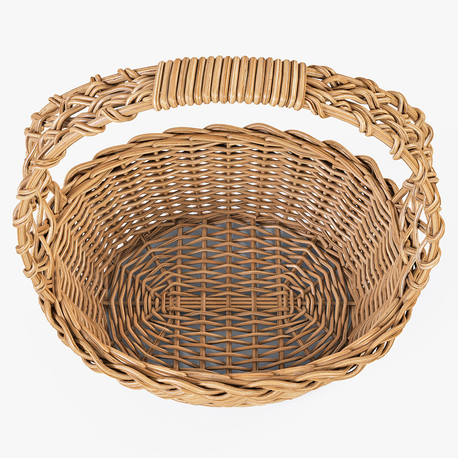 Wicker Basket 04 Natural with Apples in Food - product preview 9