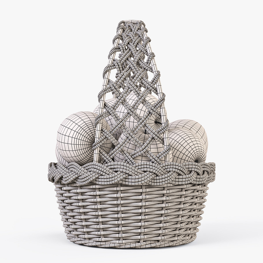 Wicker Basket 04 Natural with Apples in Food - product preview 24